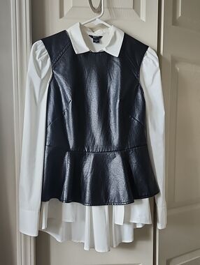 Faux Leather Peplum Top